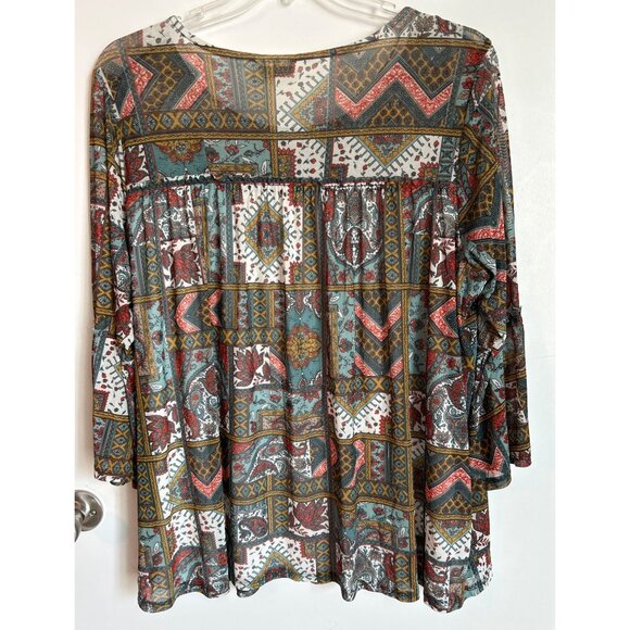 Bobbie Brooks Patchwork Blouse Size 2X - Picture 3 of 7